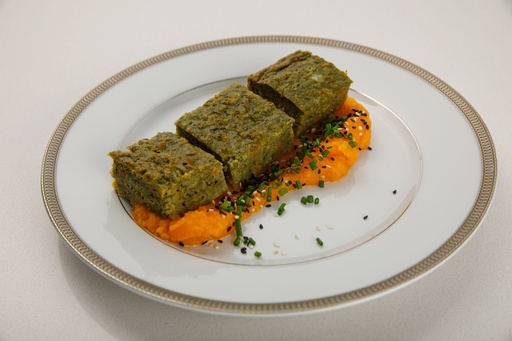 CROQUETAS DE ESPINACA CON PURE DE CALABAZA